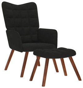Cadeira de descanso com banco veludo preto