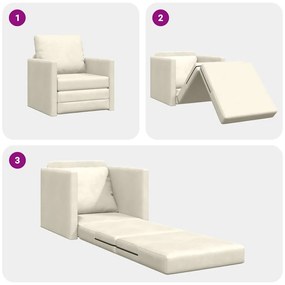 Sofá-cama 2-em-1 Creme 74x77x81 cm Veludo