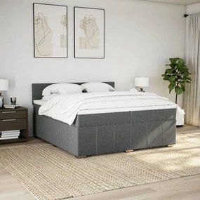 Cama com molas/colchão 200x200 cm tecido cinzento-escuro