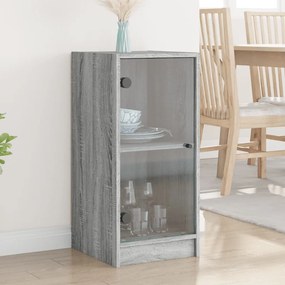 vidaXL Armário de apoio c/ portas de vidro 35x37x75,5 cm cinza sonoma