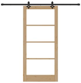 Porta Deslizante vidaXL com Conjunto de Hardware 93x202 cm Madeira Sól