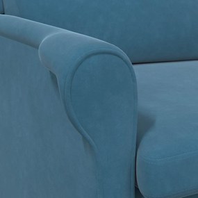 Poltrona Azul Azul Tecido, Madeira Padrão Ergonómica