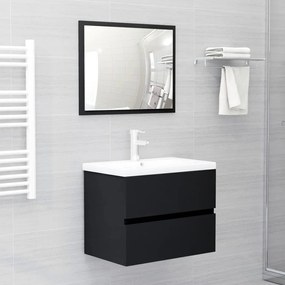 804873 vidaXL 2 pcs conjunto de móveis de casa de banho contraplacado preto