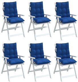 Almofadões cadeira encosto baixo 6 pcs tecido oxford azul real