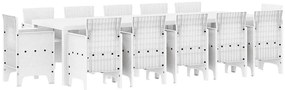 Conjunto de Jantar para Jardim 13 pcs Branco 300 x 100 x 73 cm