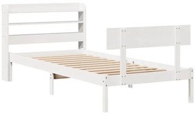 Cama sem colchão 75x190 cm madeira de pinho maciça branco