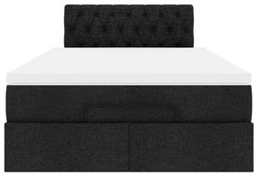 Cama otomana com colchão 120x200 cm tecido preto
