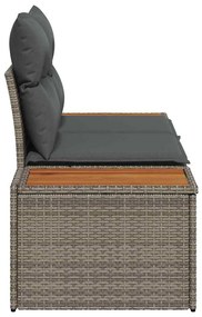 Sofá de Jardim 2 Lugares vidaXL com Almofadas Cinza em Rattan Sintétic