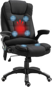 Vinsetto Cadeira para Secretaria Reclinável até 130° c/ 6 Pontos de Massagem e Aquecimento 68x72x110-120 cm Preto | Aosom Portugal