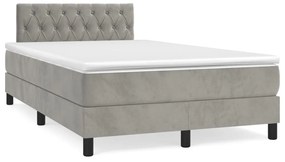vidaXL Cama boxspring com colchão 120x190 cm veludo cinzento-claro