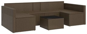 2 pcs conjunto lounge de jardim c/ almofadões vime PE castanho