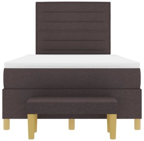 Cama Box Spring com Colchão e Banco Castanho Escuro 120x200 cm Tecido