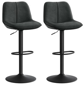 Conjunto de 2 bancos altos ajustáveis em altura com assento giratório e revestimento em veludo 49,5 x 45 x 88,5–109,5 cm Antracite