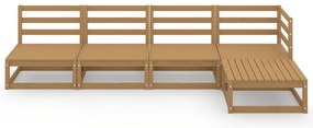 5 pcs conjunto lounge de jardim pinho maciço castanho mel