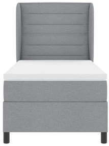 Cama box com colchão cinza claro, 100 x 200 cm, em tecido.