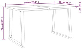 Mesa de jantar c/ bordas vivas 140x80x75 cm acácia maciça