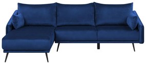 Sofá de canto em veludo azul marinho, versão à direita VARDE Beliani