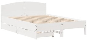 Cama sem colchão 140x200 cm madeira de pinho maciça branco