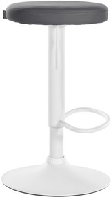 Banco de bar Ponte em couro sintético e com estrutura branca 38,5 x 60-81 x 38,5 cm Cinzento
