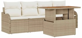 Conjunto de Sofá de Jardim de 5 Peças com Almofadas de Rattan Sintétic