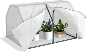 Outsunny Estufa de Jardim Terraço 99x71x60cm Estufa Pequena com Zíper pra Cultivos de Plantas Estrutura de Aço Cobertura PE Branco | Aosom Portugal