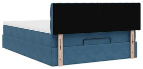 Estrutura de cama otomana com colchão 140x200 cm azul escuro