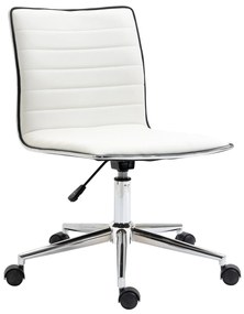 Cadeira de Escritório Ergonômica Giratória com Altura Ajustável Encosto Estofado em Couro Sintético Carga 120kg 47x57x76,5-86,5cm Branco