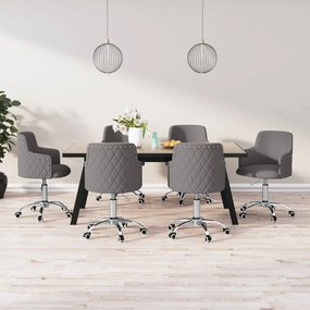 vidaXL Cadeiras de jantar giratórias 6 pcs tecido cinzento-escuro