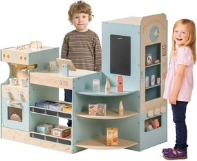 Supermercado de canto para Brincar com caixa registradora, cafeteira, máquina de venda automática, forno 91 × 61 × 84 cm