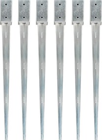 vidaXL Estacas de enterrar 6 pcs 7x7x90 cm aço galvanizado prateado