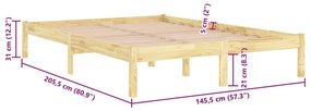 Estrutura de cama 140x200 cm pinho maciço
