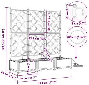 Jardineiras de Jardim 1 pc Cinzento-claro 120 x 40 x 126 cm