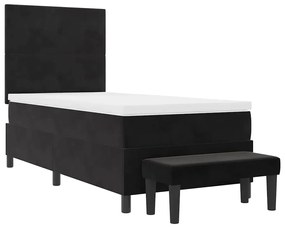 Cama Box com Colchão e Banco Preta 90x200 cm Veludo