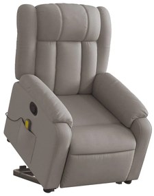 Poltrona elevatória de massagens tecido cinzento-acastanhado