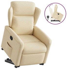 vidaXL Poltrona reclinável elevatória tecido cor creme