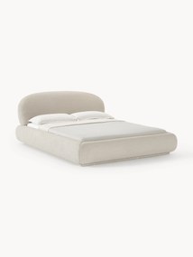 Bouclé Upholstered Bed Alba with Rounded Corners