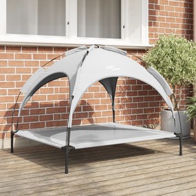 vidaXL Cama Elevada para Cães com Teto Removível Cinza Prateado XL Aço