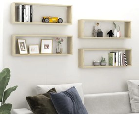 vidaXL Estantes parede cúbicas 4pcs deriv. madeira 80x15x26,5cm sonoma