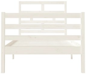 Estrutura de cama solteiro 90x190 cm madeira maciça branco