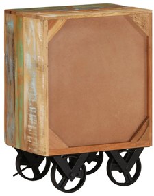 Mesa de cabeceira c/ rodas 40x30x57cm madeira recuperada maciça