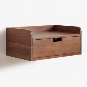 Pack De 2 Mesas De Cabeceira Flutuantes Retangulares 45x30 Cm Em Madeira De Acácia Narbona Castanho-acácia Escuro - Sklum