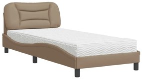Cama com colchão 80x200 cm couro artificial cappuccino