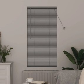Persiana de Janela com cortinas Manual Prata 80 x 130 cm Alumínio