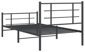 Estrutura de cama com cabeceira e pés 100x200 cm metal preto