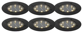 Conjunto de 6 Focos de Chão Pretos Incl. LED IP65 Solar - Terry