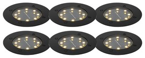 Conjunto de 6 focos de jardim pretos com LED IP65 solar - Terry