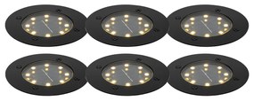Conjunto de 6 focos de solo pretos incluindo LED IP65 Solar - Terry Moderno