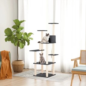 vidaXL Árvore p/ gatos c/ postes arranhadores sisal 153cm cinza-escuro
