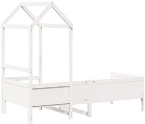 Sofá-cama c/ telhado 90x190 cm madeira de pinho maciça branco
