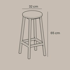 Conjunto 2 Bancos altos bar com estrutura em aço 32 x 65 cm (Ø x A) Castanho vintage-preto 